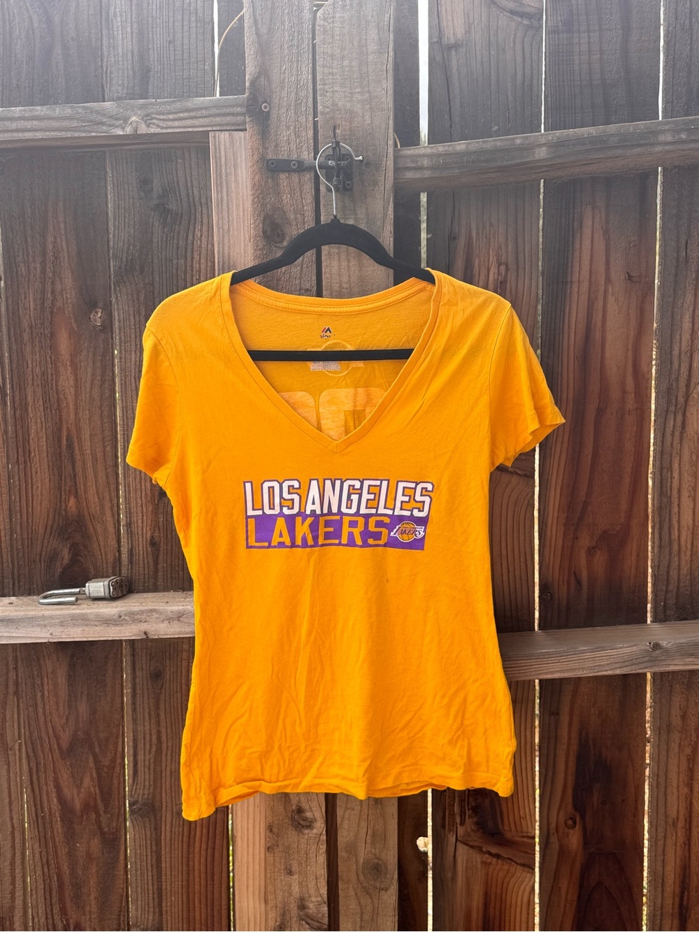 L A Lakers Team Logo Fan Women's V-Neck Tee - Gold